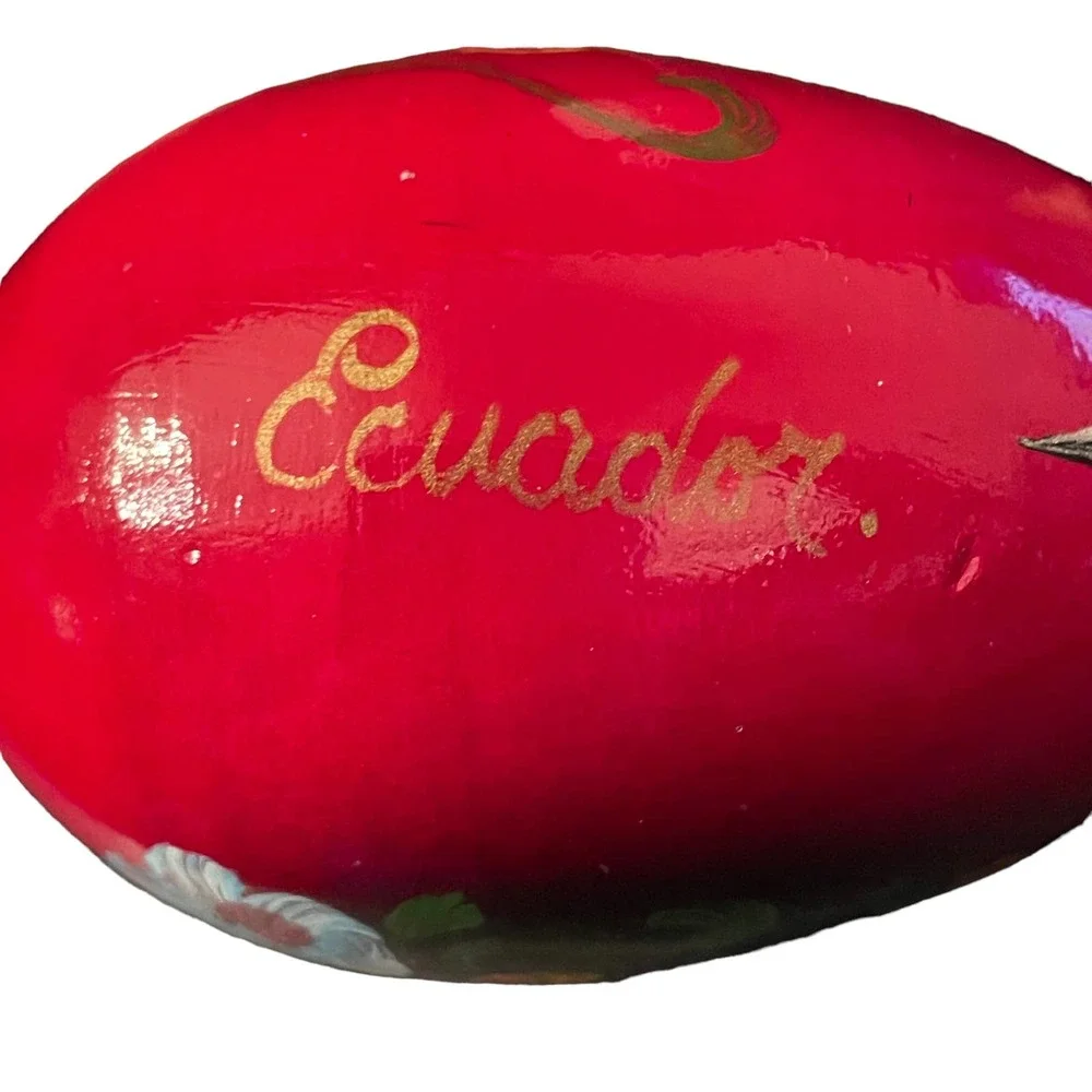 Vintage Hand Painted Eggs with Christmas Florals and Poinsettias Made in Ecuador